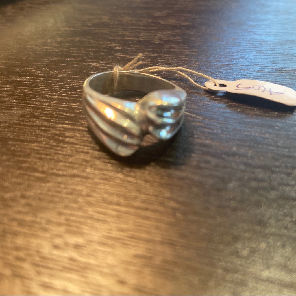 Thick Statement Swoosh Textured Wave 925 Silver Ring Size 8